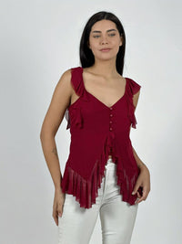 Polera Boho Abotonada con Vuelos