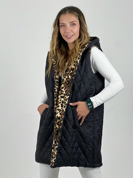 Chaqueta Sin Mangas Forrada Print