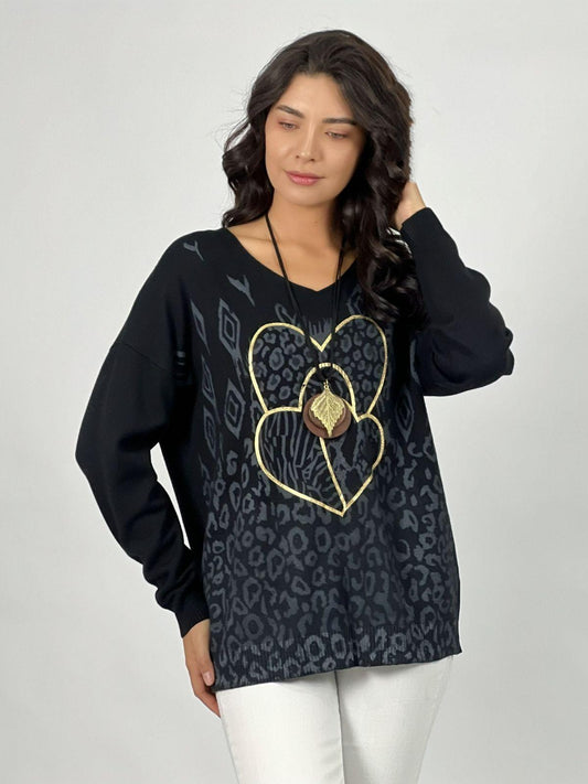 Sweater Spandex Print Triple Corazón