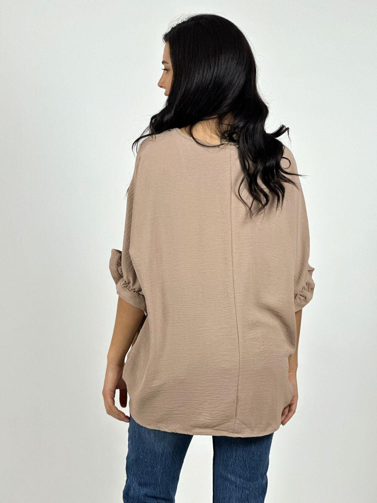 Polera Crepé Flor de Lentejuelas