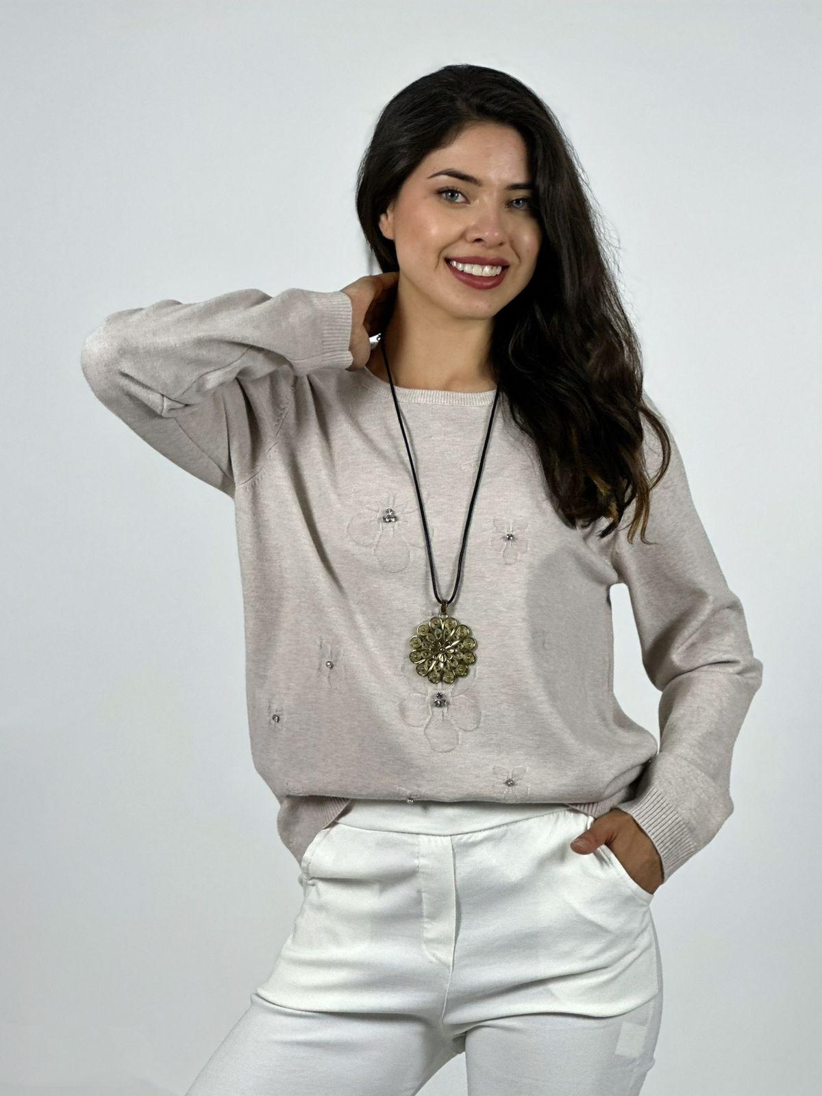 Sweater Spandex Flores y Diamantes