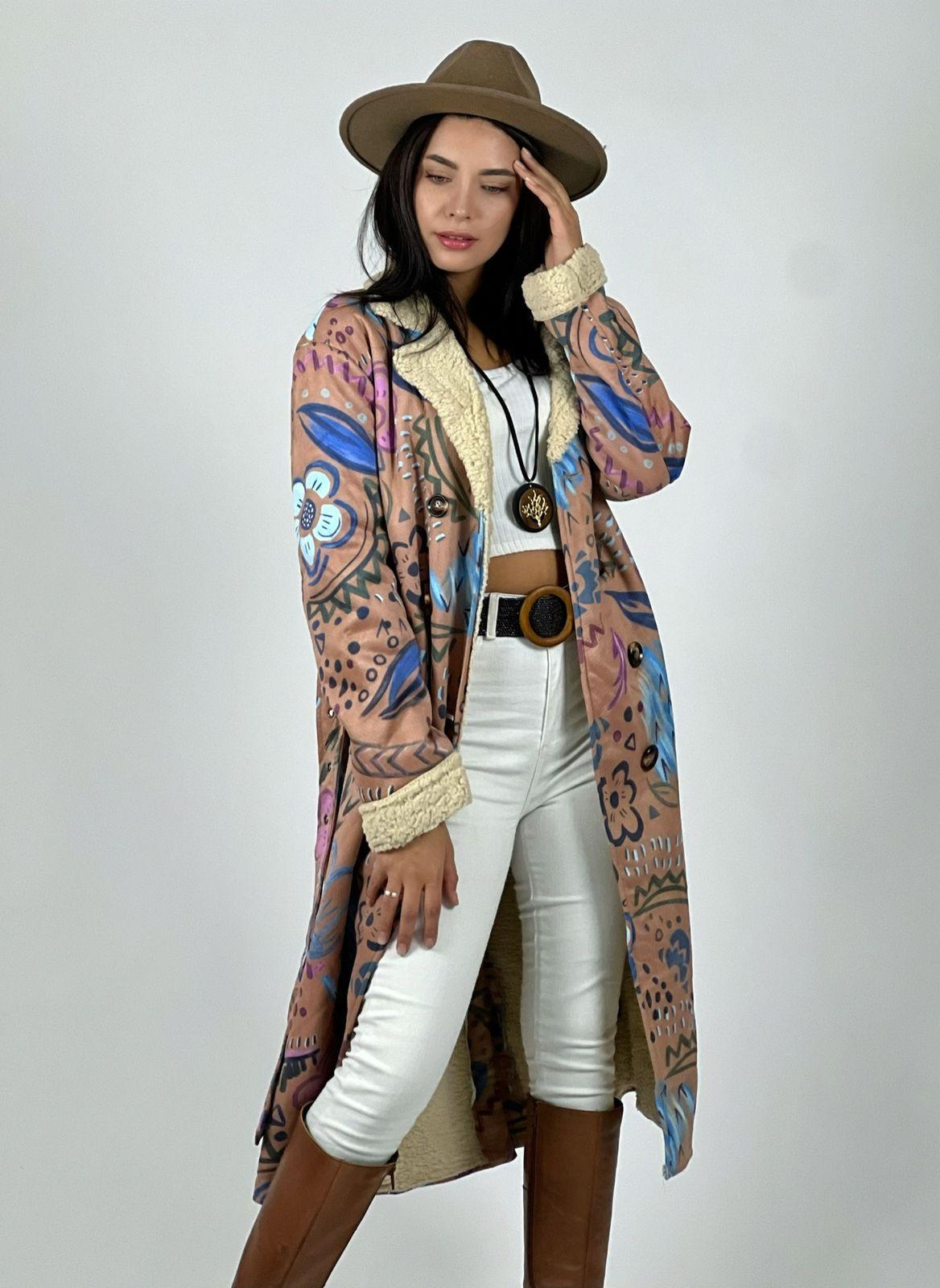 Abrigo Estilo Italiano Diseño Flores