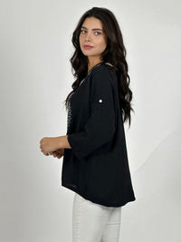 Polera Lino Corazon Print Con Brillos