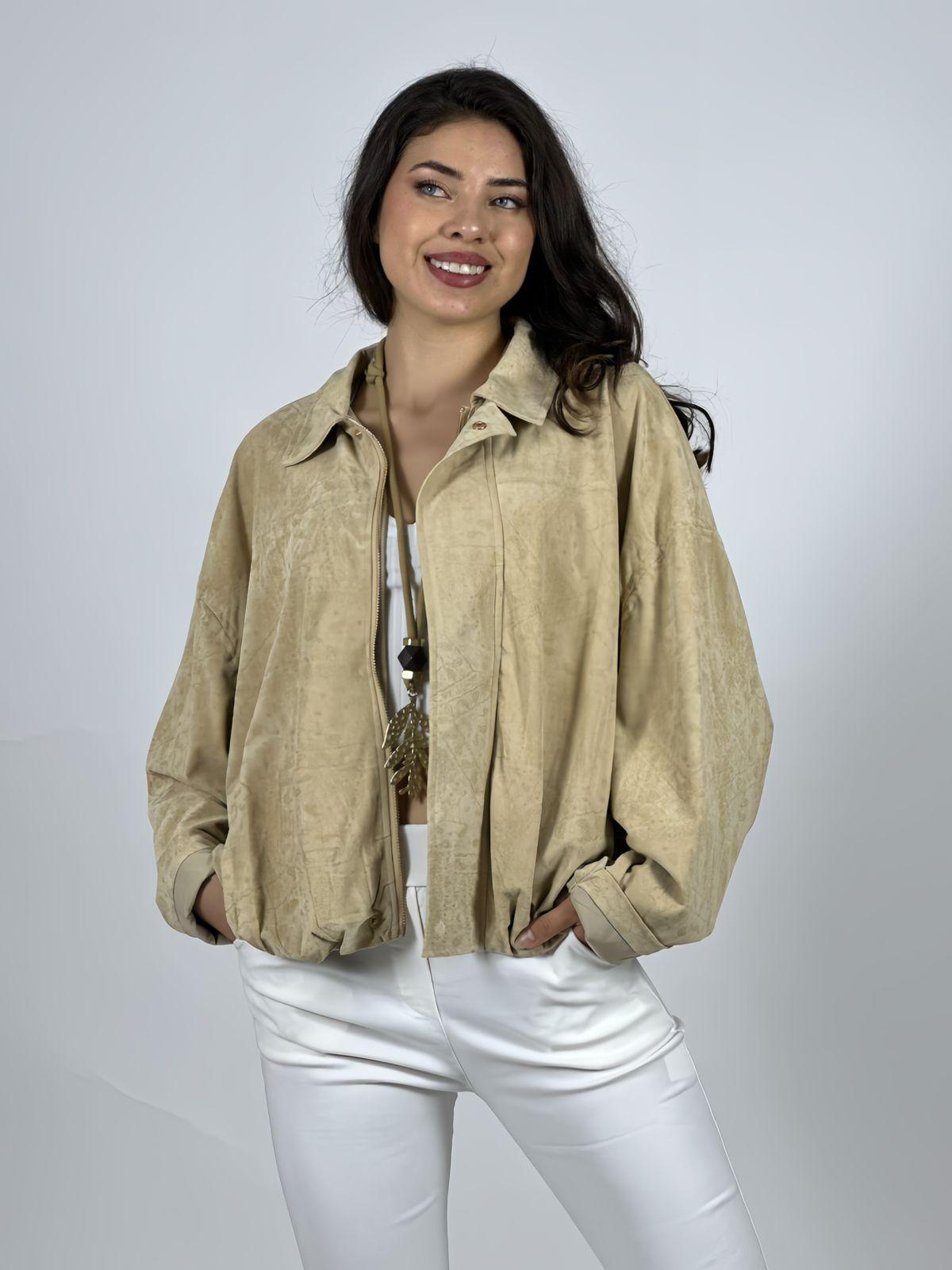 Chaqueta Bomber Gamuza Forrada Boho
