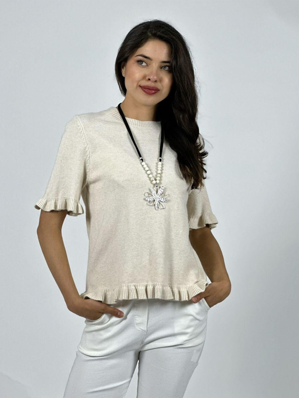 Sweater Spandex Manga Corta con Vuelos