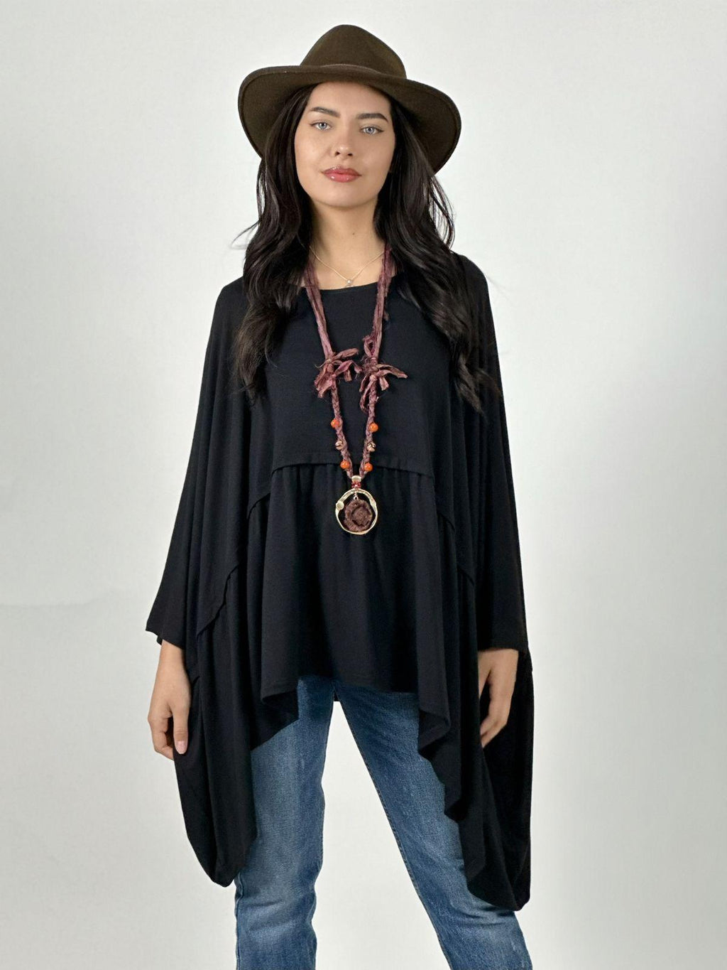 Polera Boho Holgada Costura Horizontal