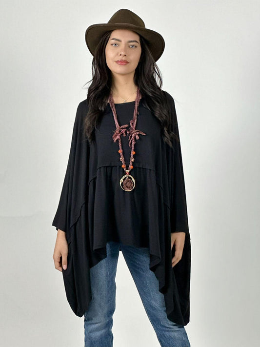 Polera Boho Holgada Costura Horizontal