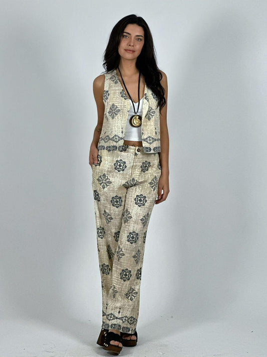 Pantalón y Gillette Viscosa Estampado Boho