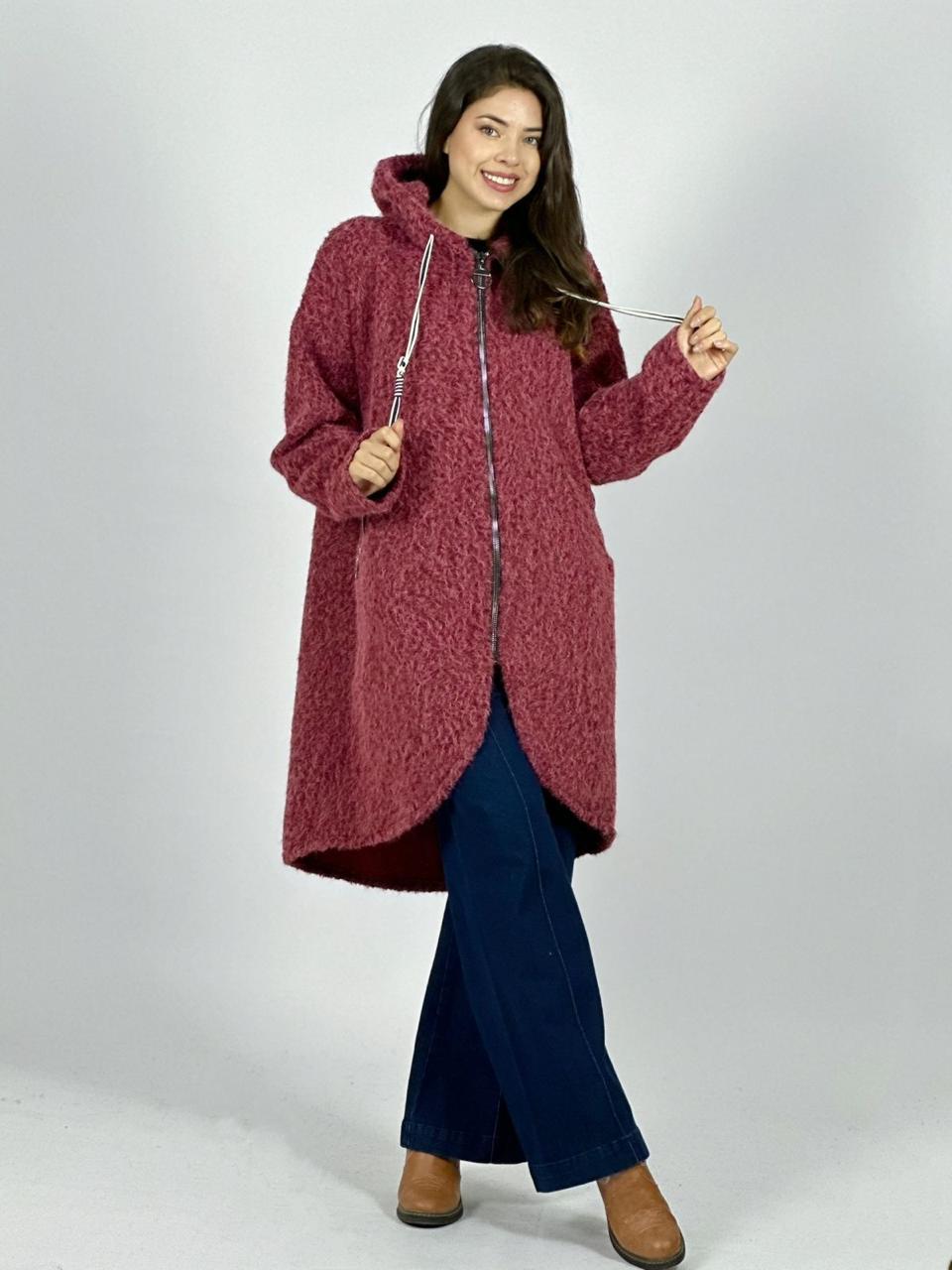 Abrigo Lana Italiano Peludito con Cierre