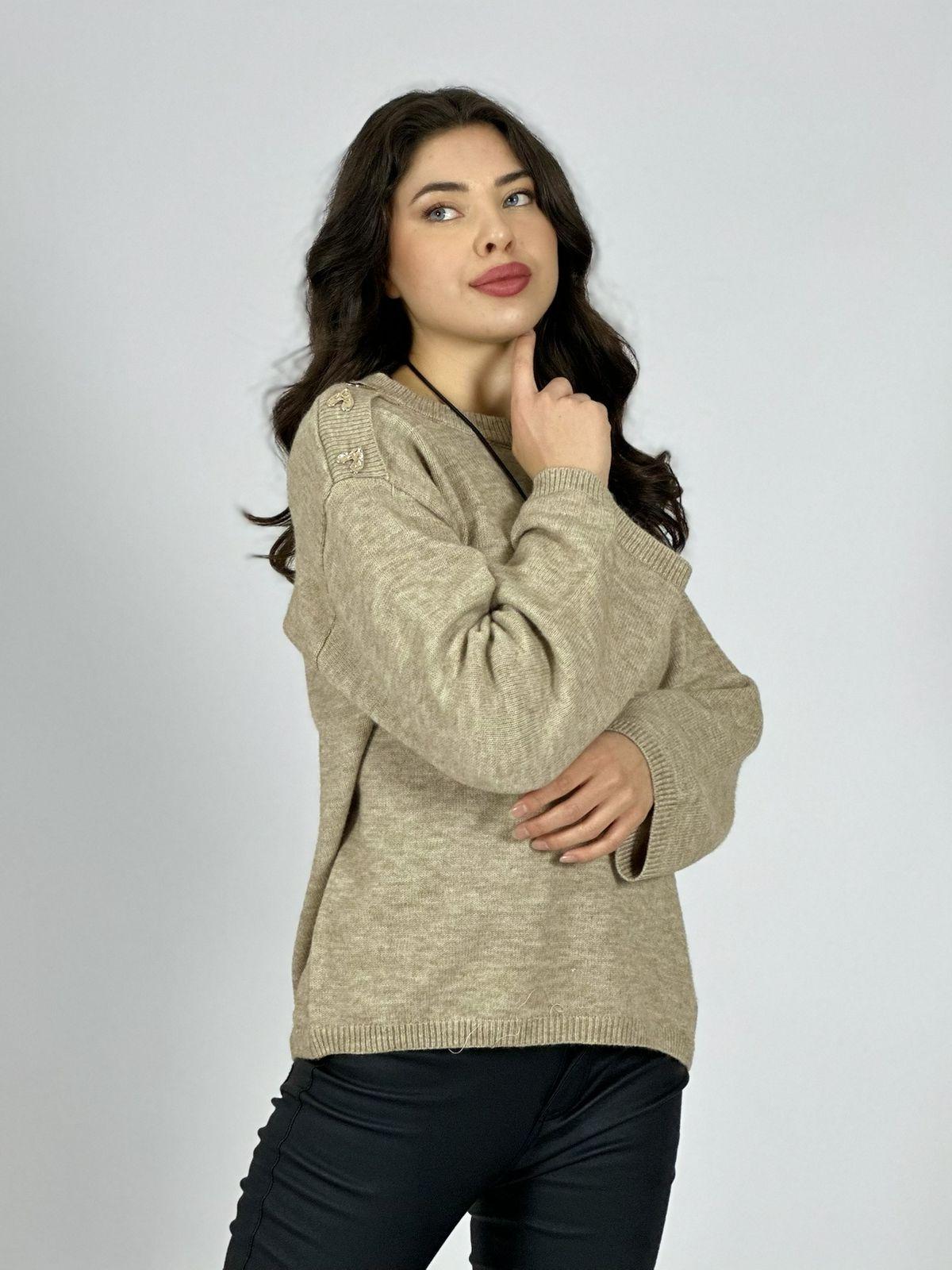 Sweater Lana Corazones Brillantes en Hombros