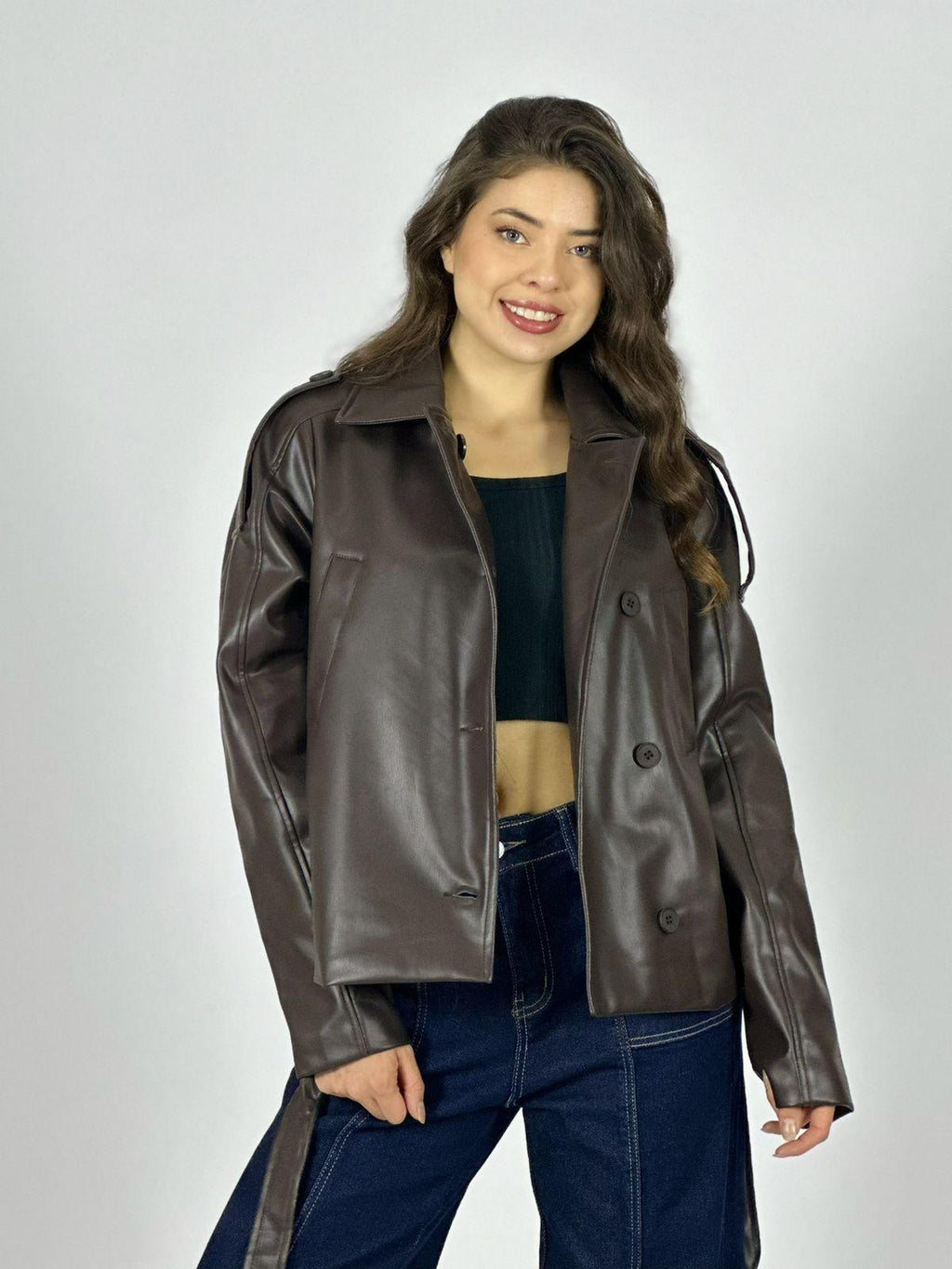 Chaqueta Ecocuero con Cinturón