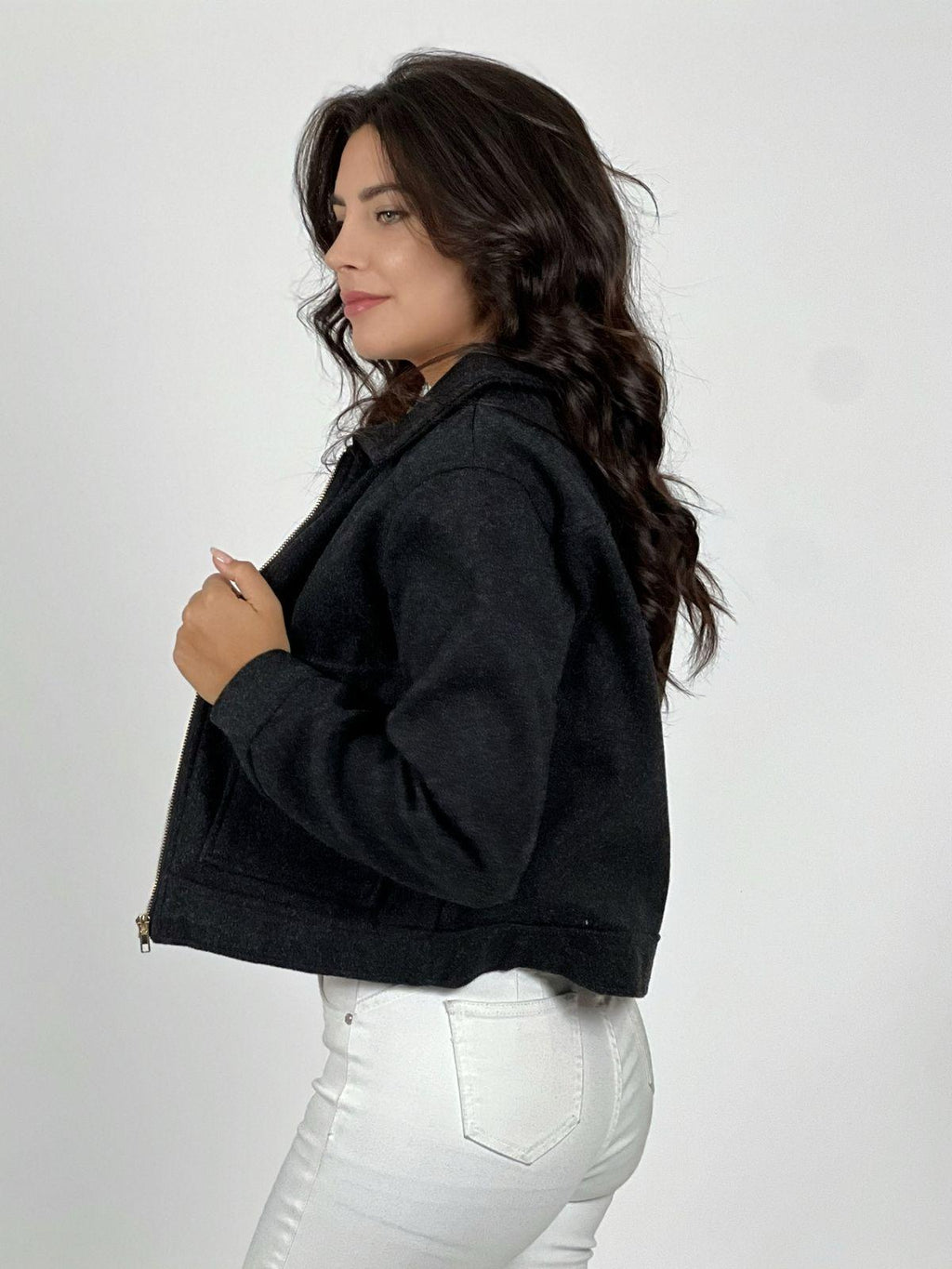 Chaqueta Paño Forrada Con Bolsillos