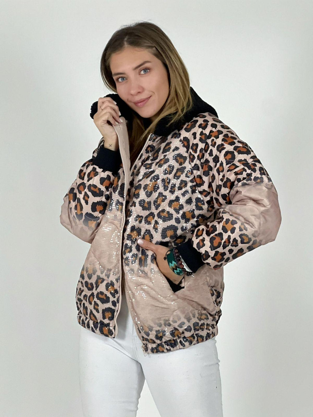Parka con Lentejuelas Print