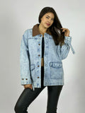 Chaqueta Mezclilla Cuello Cuerina