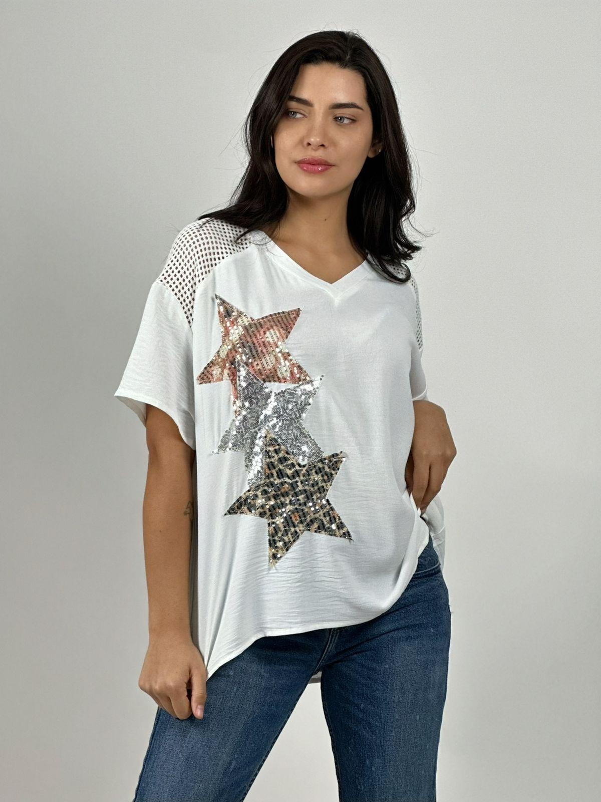 Polera Crepé Triple Estrellas