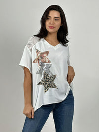 Polera Crepé Triple Estrellas