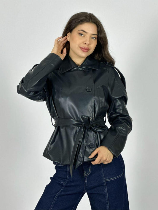 Chaqueta Ecocuero con Cinturón