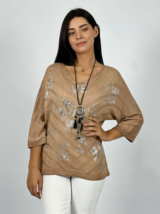 Sweater Hilo Diseño Costura en V