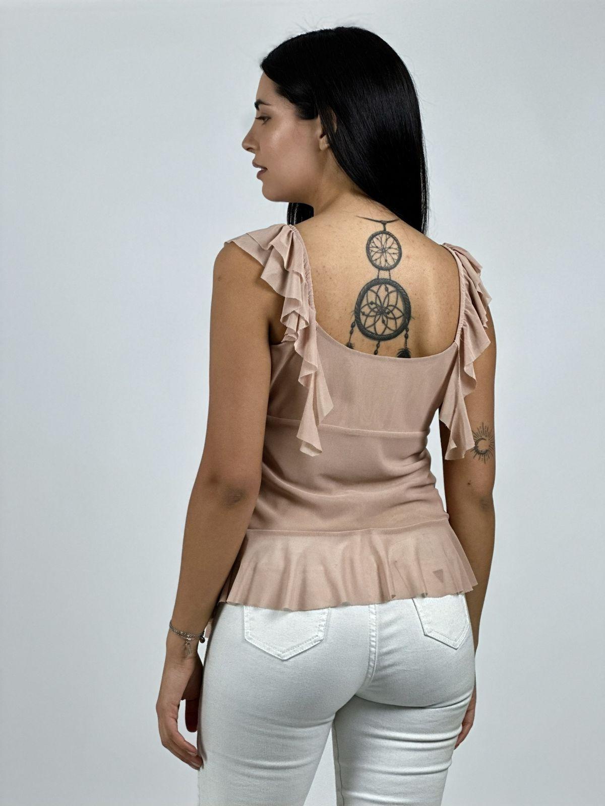 Polera Boho Abotonada con Vuelos