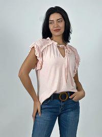 Polera Algodón Cuello V con Faroleos