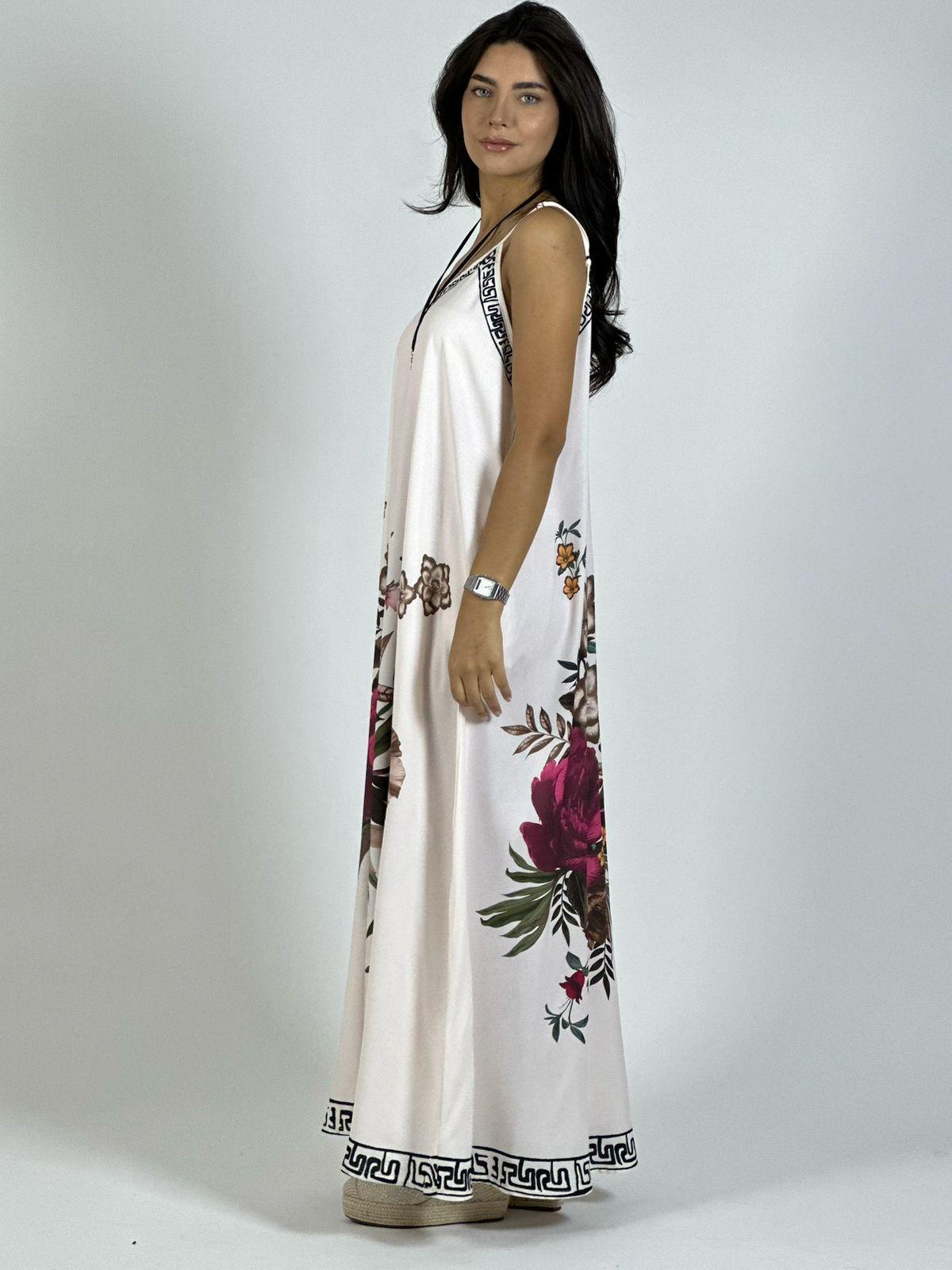 Vestido Satín Con Flores