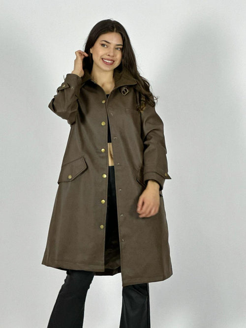 Abrigo Cuerina Largo Abotonado