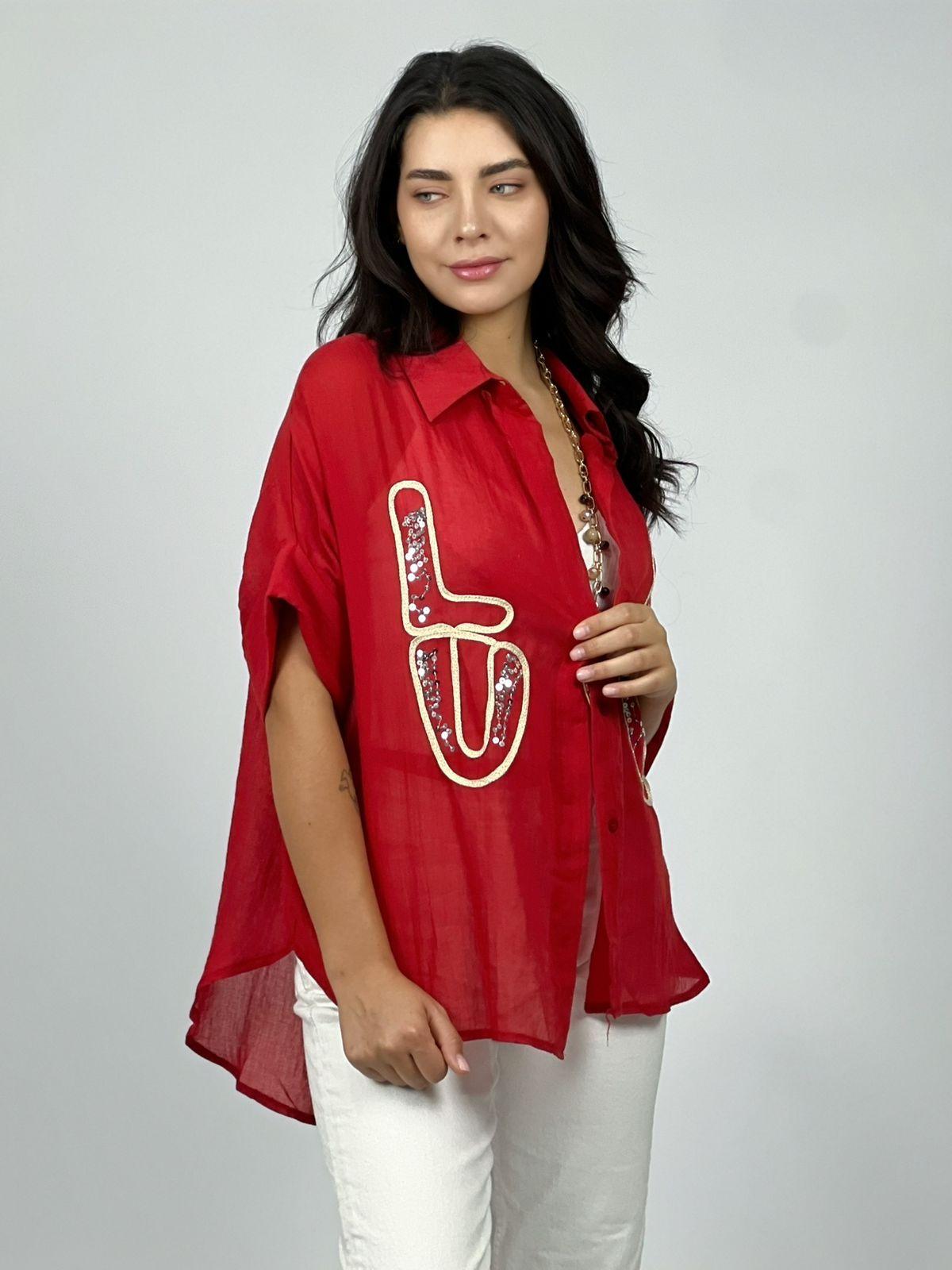 Blusa Bordado Love con Lentejuelas