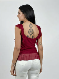 Polera Boho Abotonada con Vuelos