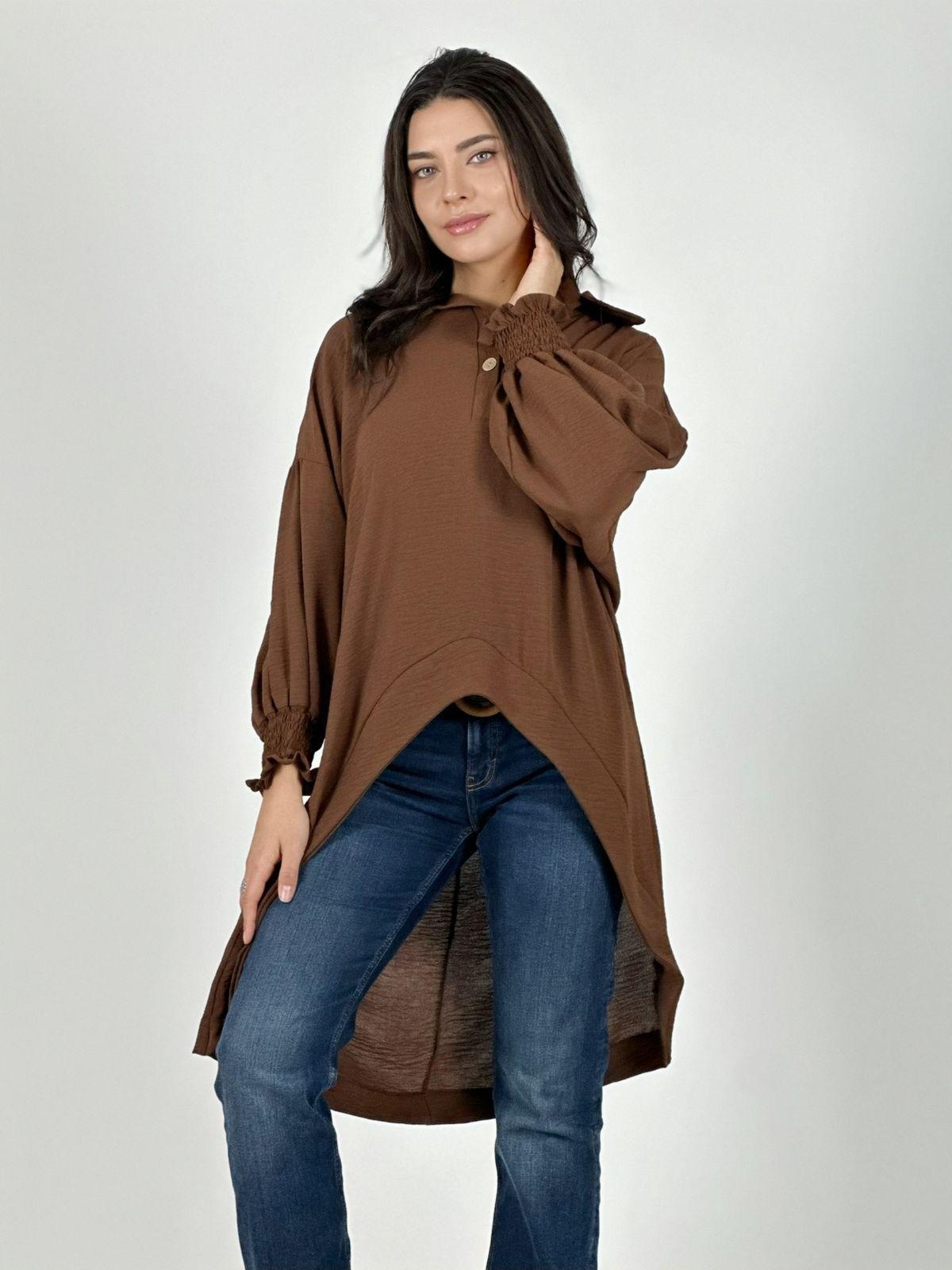 Blusón Camisero Tela Cey Con Botones