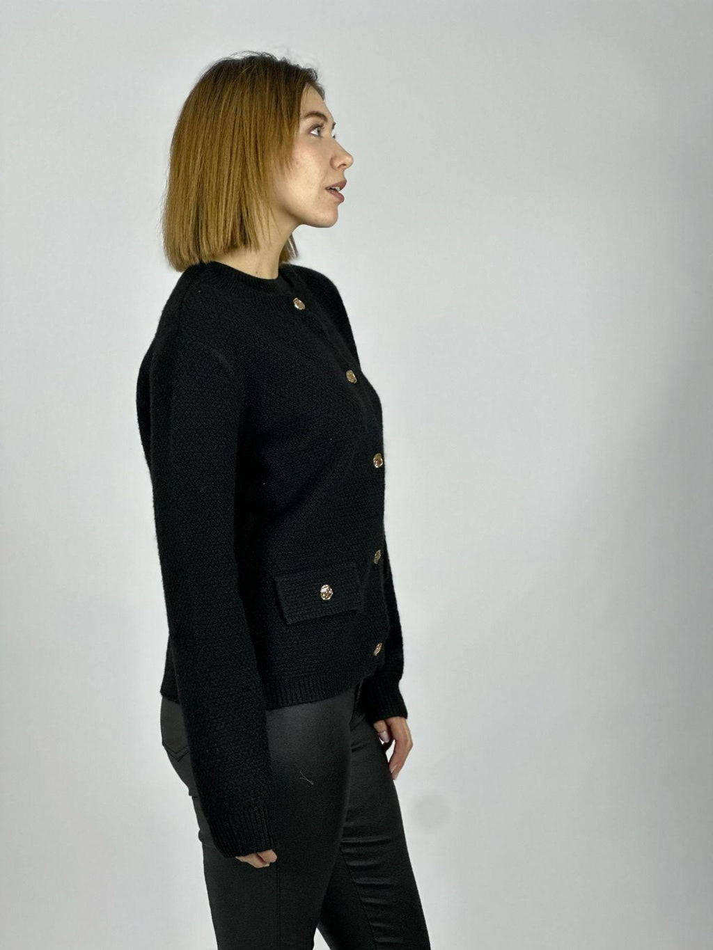 Sweater Tipo Blazer Paño Botones Dorados
