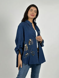 Blusa Mezclilla Teddy Osito y Flores