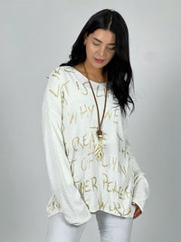 Sweater Spandex Letras Doradas Cuello V