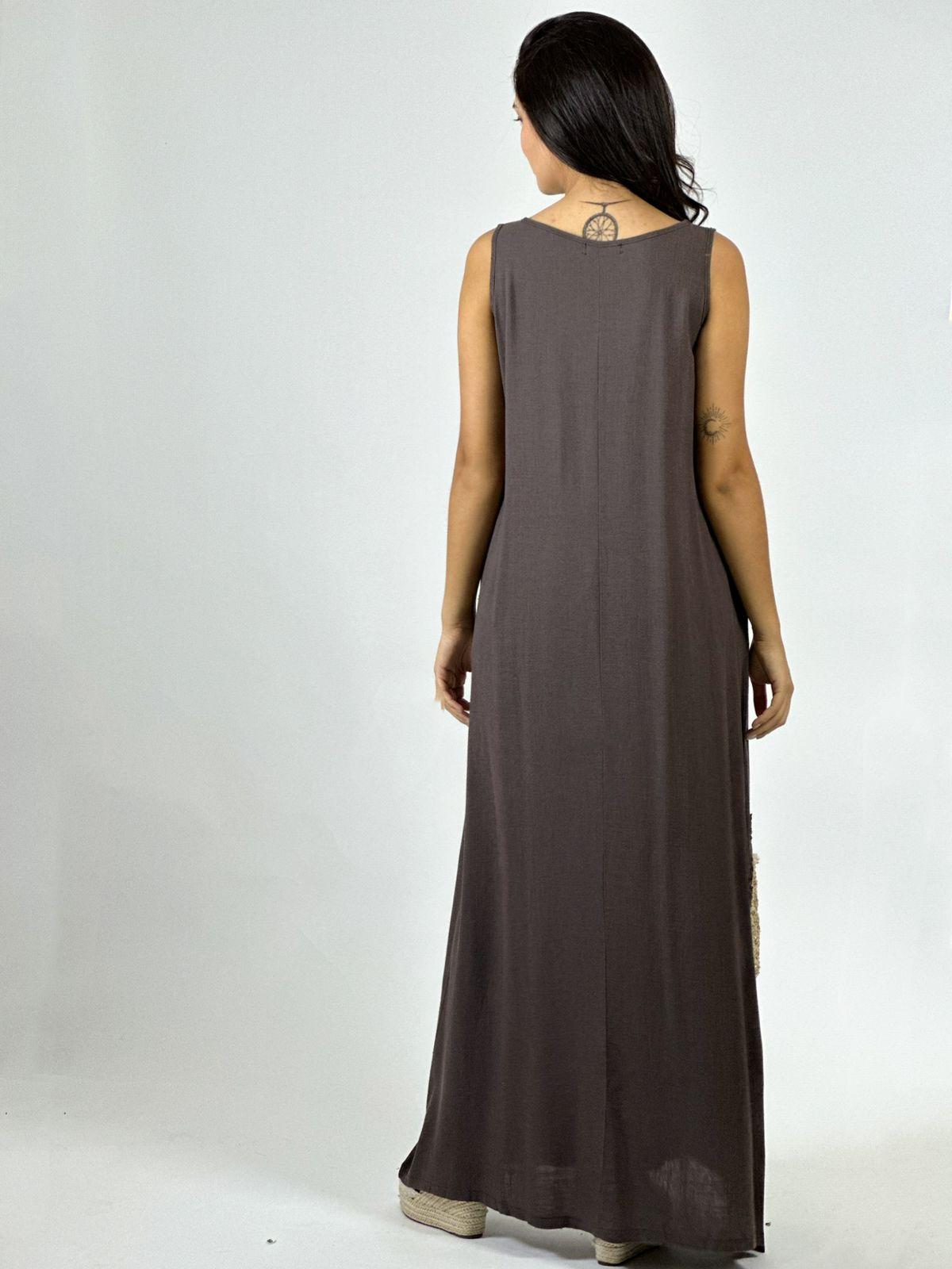 Vestido Lino Estrellas Tejidas con Brillos