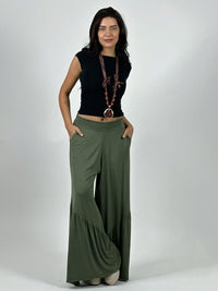 Palazzo Algodón Casual con Faroleos