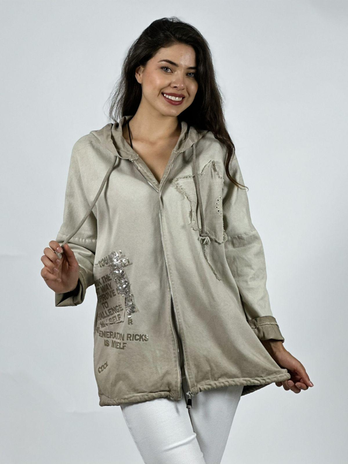 Polerón Algodón Con Cierre y Letras