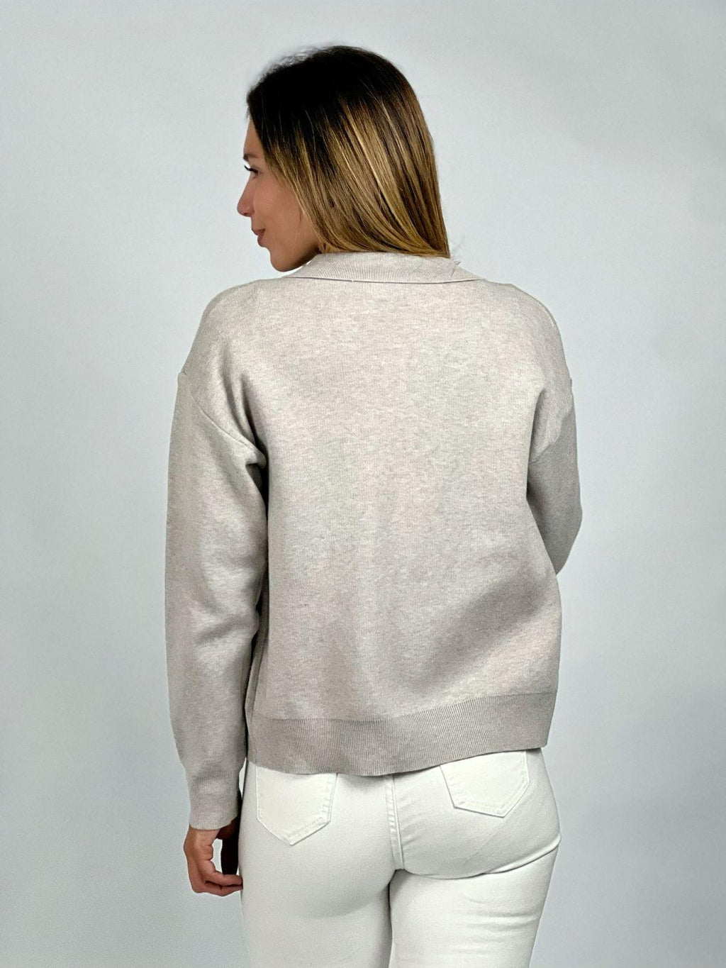 Sweater Abotonado Cuello Pique