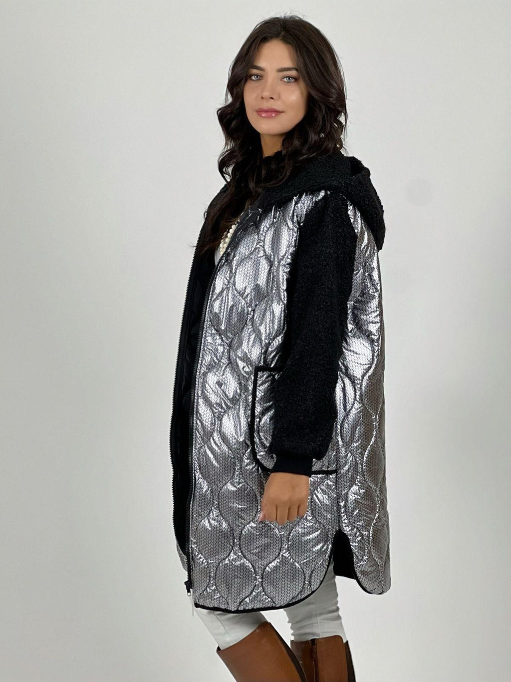 Parka Acolchada Metalizada con Chiporro