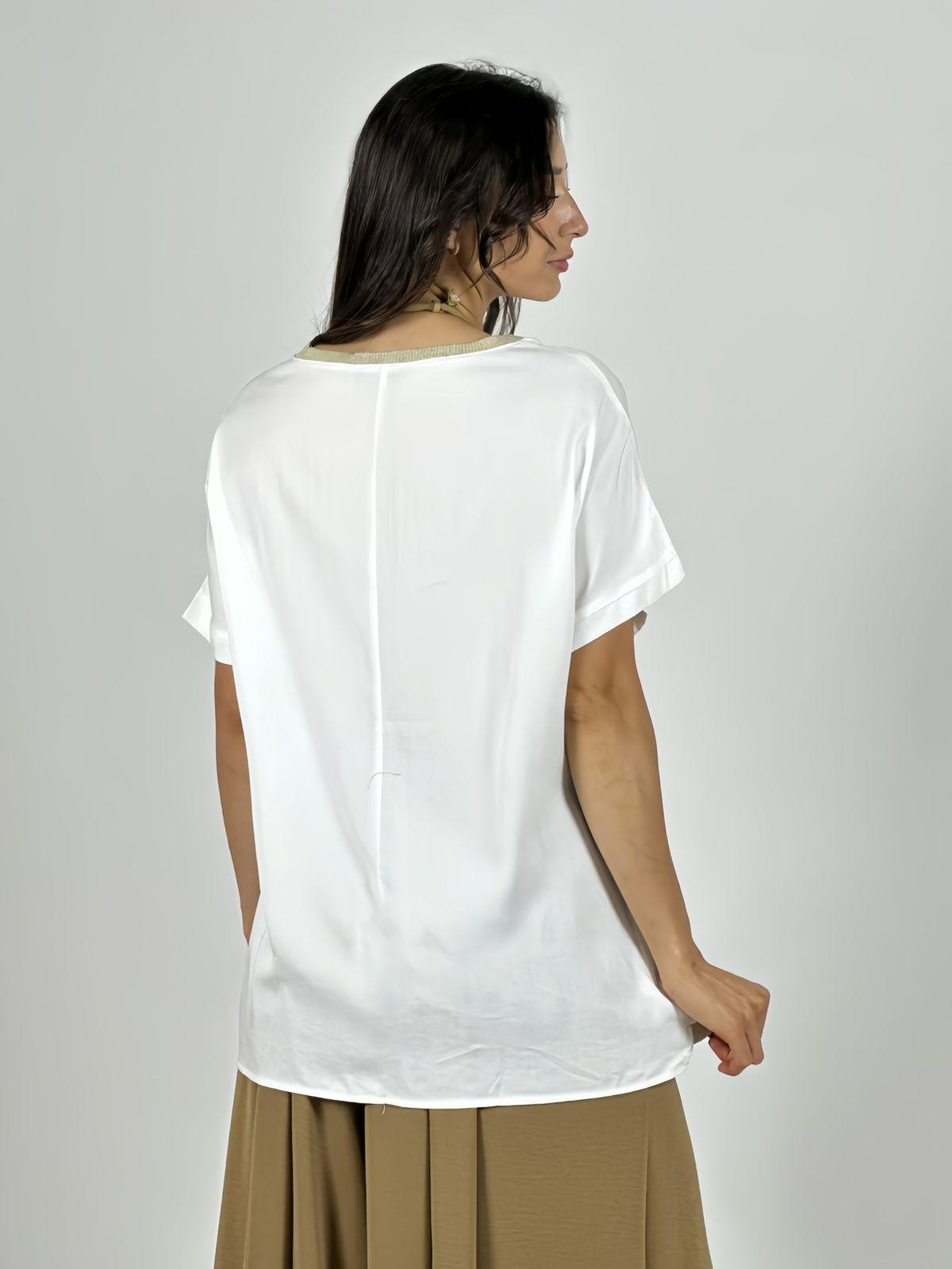 Polera Lino Flor Tejida Lineas Doradas