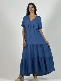 Vestido Mezclilla Seccionado Cuello V