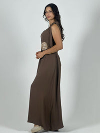 Vestido Lino Flor Brillos