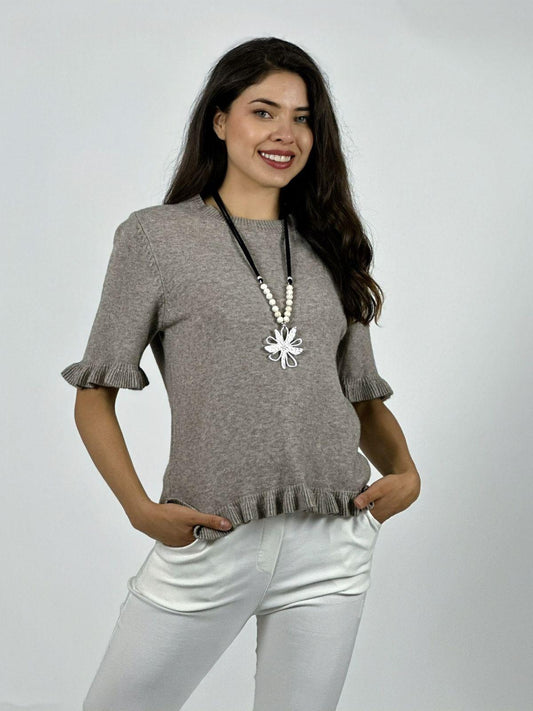 Sweater Spandex Manga Corta con Vuelos