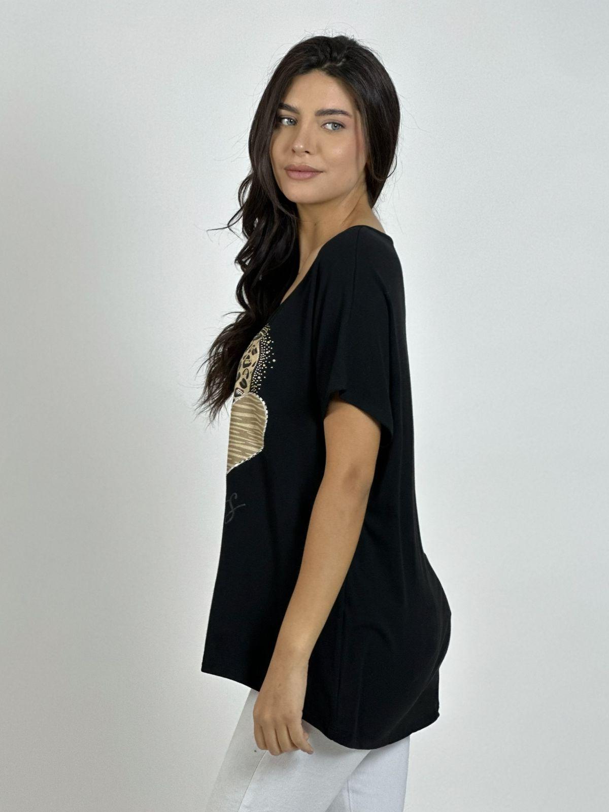 Polera Algodón 3 Corazones Print