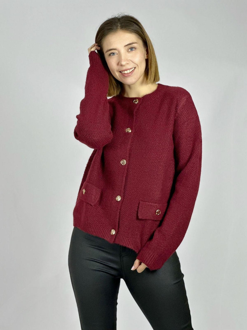 Sweater Tipo Blazer Paño Botones Dorados