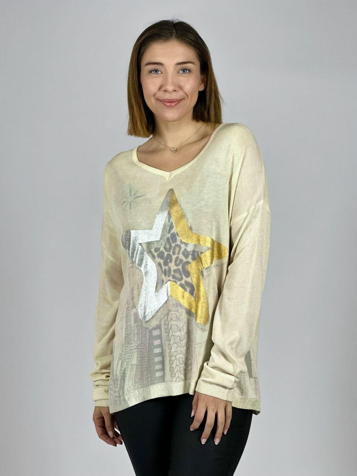 Sweater Hilo Estrella Brillante Print
