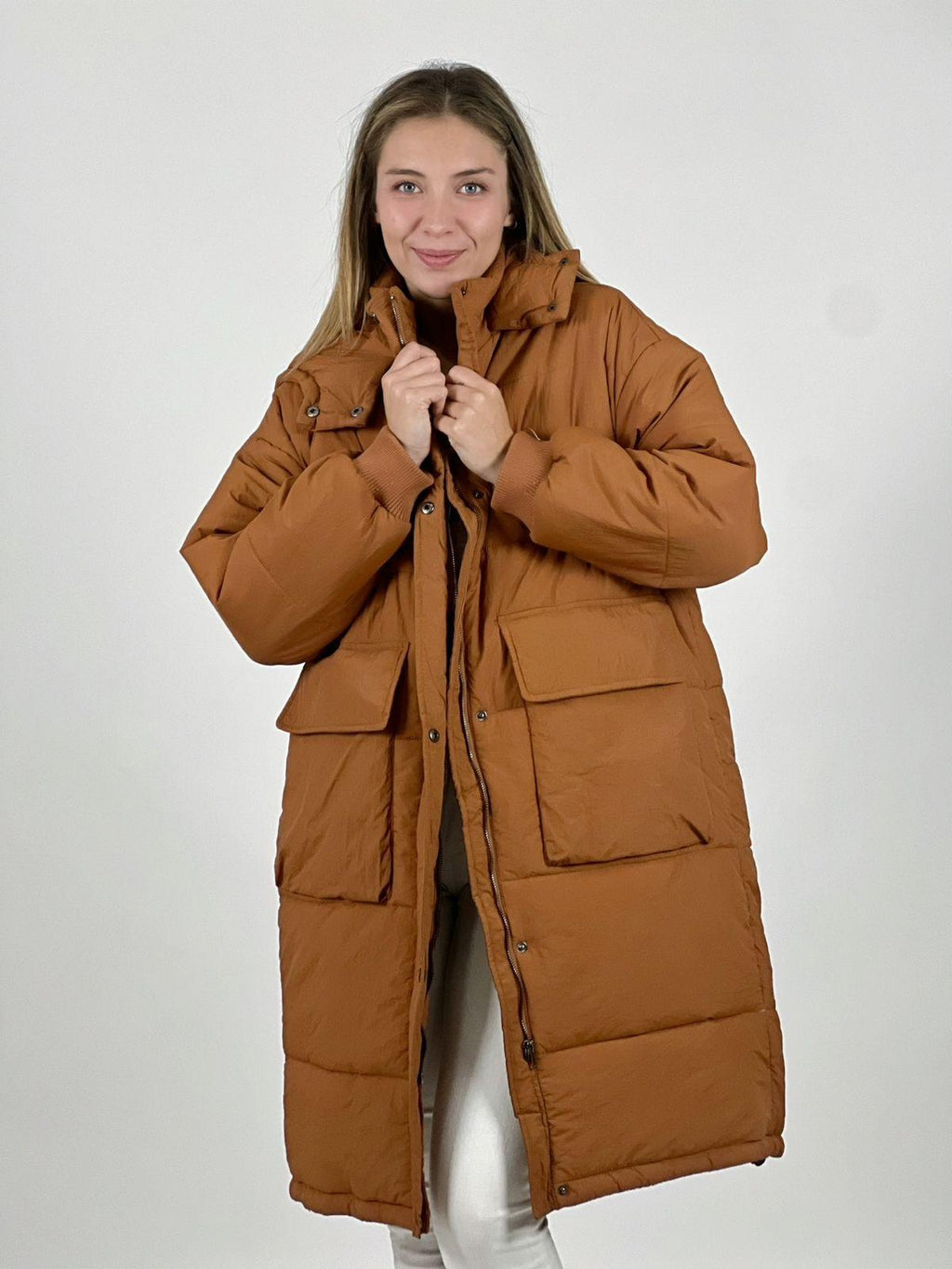 Parka Acolchada Bolsillos Cargo