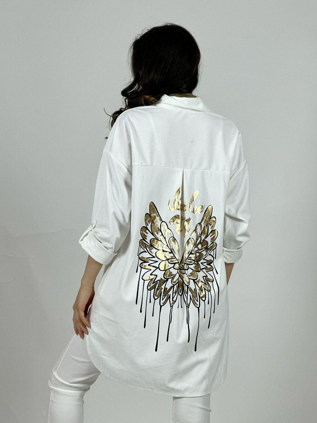 Abrigo Cotelé Delgado Alas Brillantes Dorso