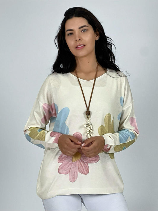 Sweater de Hilo con Flores