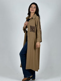 Blusón Camisero Tela Cey Con Detalles Brillantes