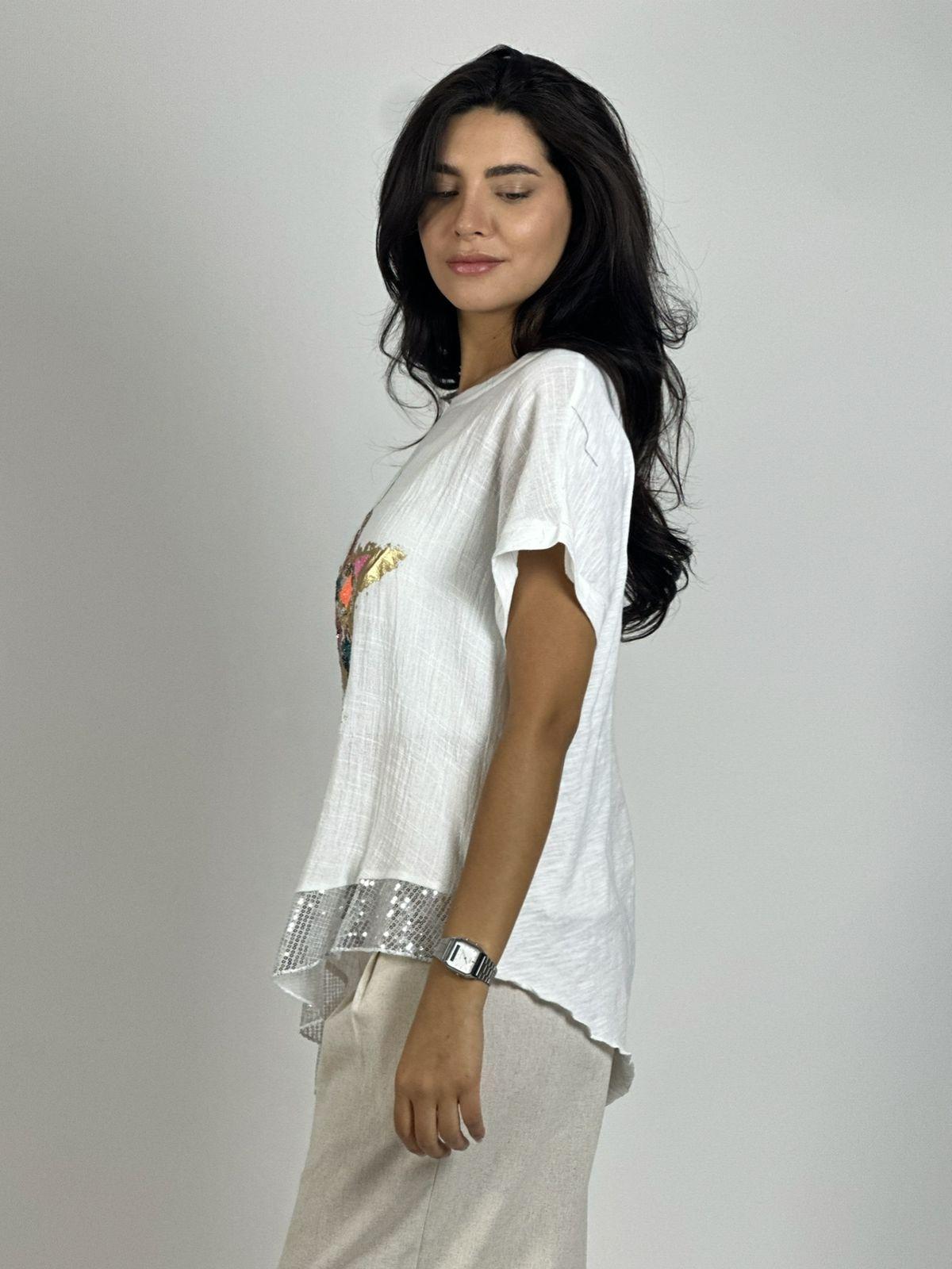 Polera Lino Con Estrella Colorida