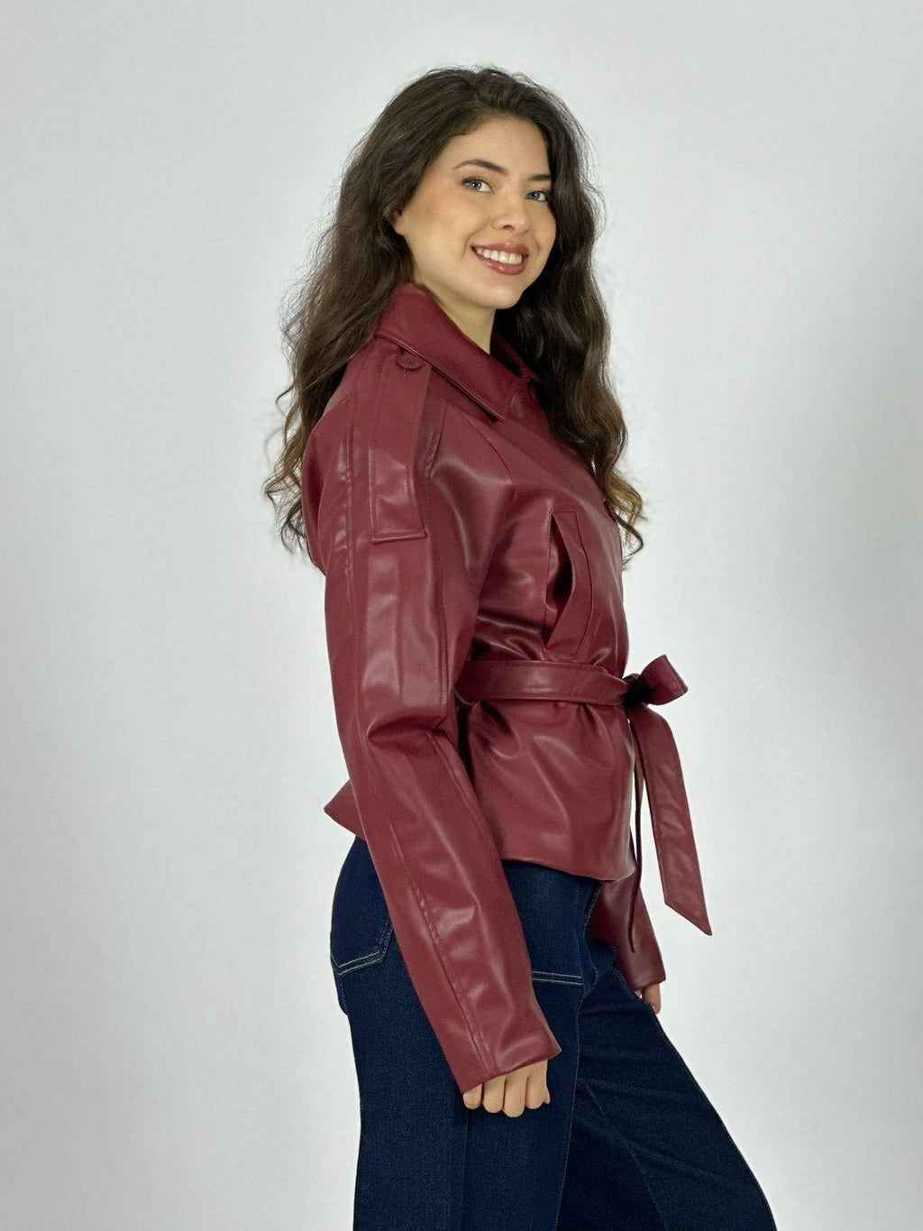 Chaqueta Ecocuero con Cinturón